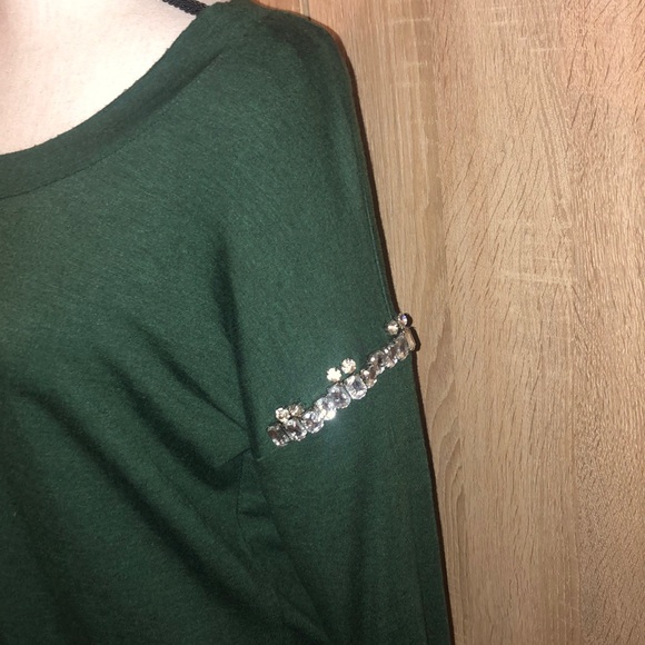 Lauter Brand dark green sweater with rhinestones - Picture 2 of 3